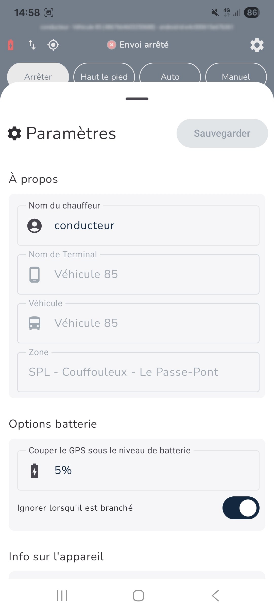 Paramètres de l'application