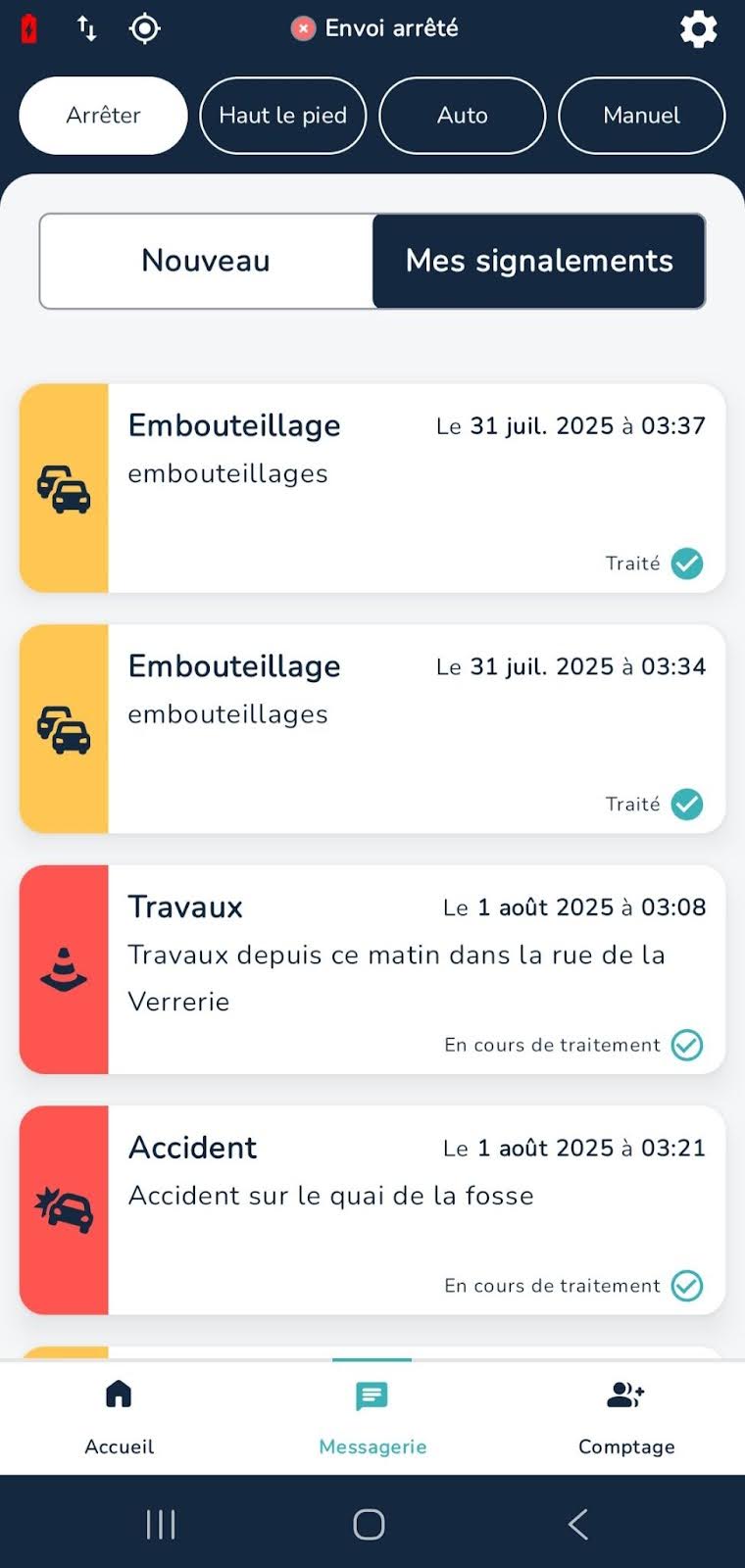 Liste de signalements
