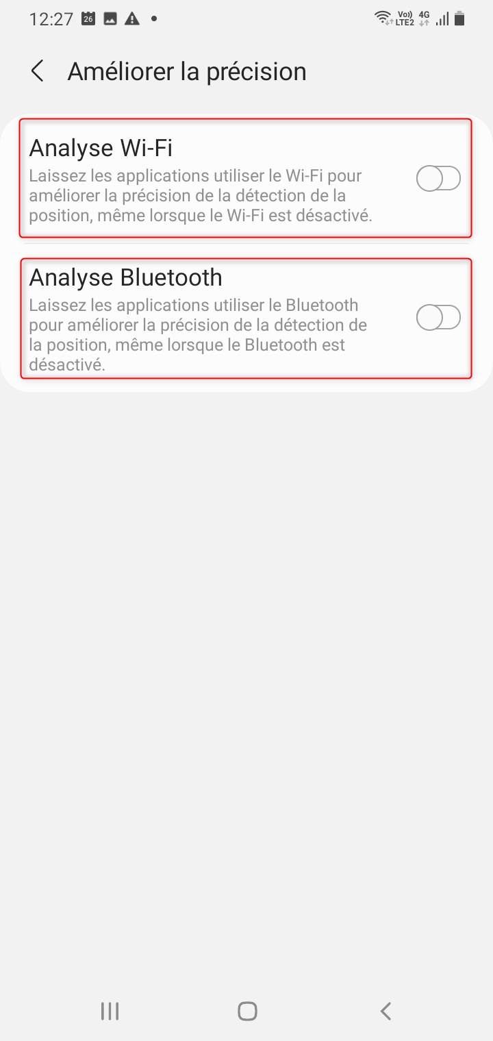 Désactivation scan wifi et bluetooth