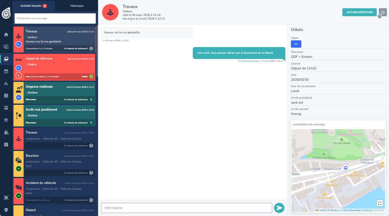 Messagerie conduteur côté superviseur